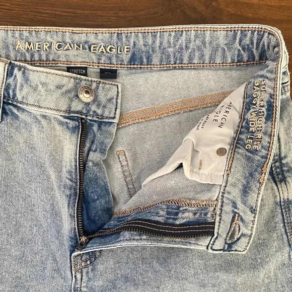American Eagle Super High Rise Baggy Wide Leg Jeans Women’s 10 - Picture 3 of 7